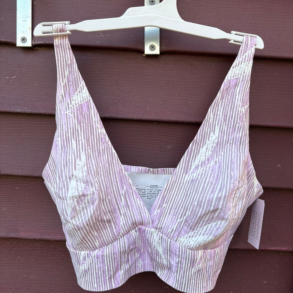 Auden Signature Smooth Unlined‎ Long Line Bralette Orchid Bloom Purple Large NEW
